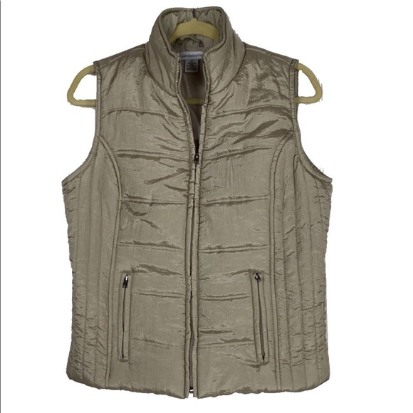 Liz Claiborne Jackets & Blazers - Liz Claiborne Puffer Quilted Sleeveless Gold Full Zip Pocket Vest